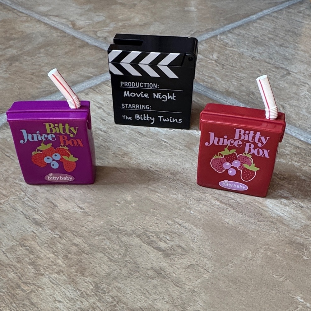 American Girl Bitty Baby Juice Box Set - Move Night Purple, Red & Black